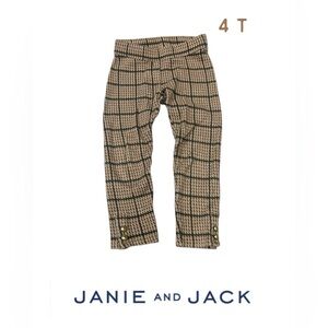 Janie and Jack Tan and Black Plaid Knit Leggings